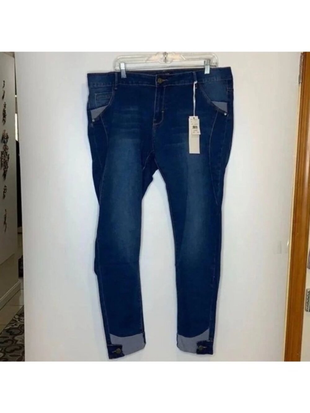 NWT Gazoz Womens Black & Blue Denim Ripped Jeans PLUS SIZE 14 - Two Pairs